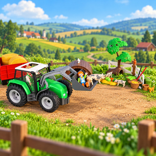 Playmobil pig farm - pig, tractor