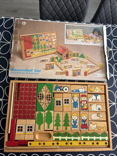 Wooden farmyard set - set, vintage