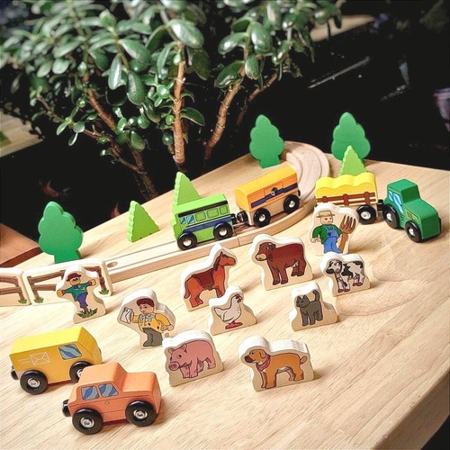 Wooden farm train - train, set