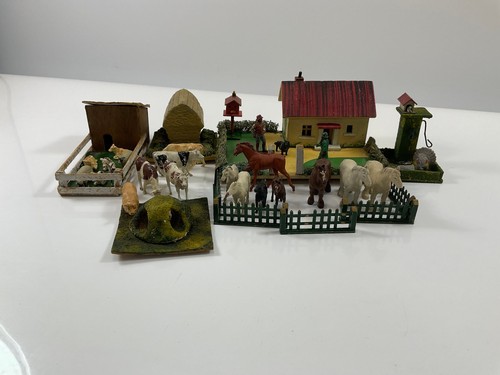 Vintage wooden toy farm set - wooden,