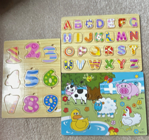 Wooden peg puzzles set - wooden,