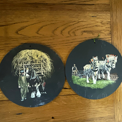 Set round black slate - set,