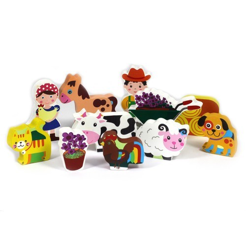 Wooden farm figures - farm, 11pc